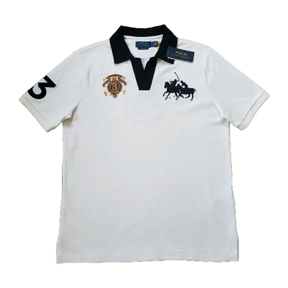 NWT Polo Ralph Lauren Small Mens White Dual Player #3 Polo Shirt Johnny Collar